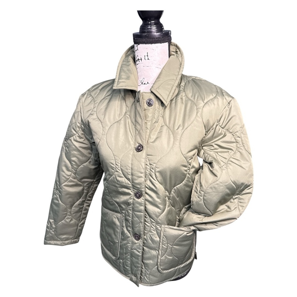 Girls Quilted Puffer Jacket Size XL 14-16 Sage Green NWT Fall Winter Coat Kids